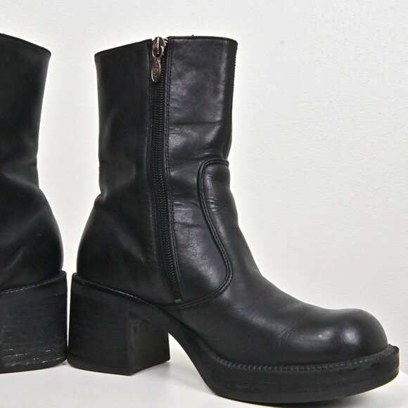 Harley Davison Leather Mid Calf Moto Biker Riding Zip Up Black Boots US6.5 UK4.5 - Picture 16 of 16